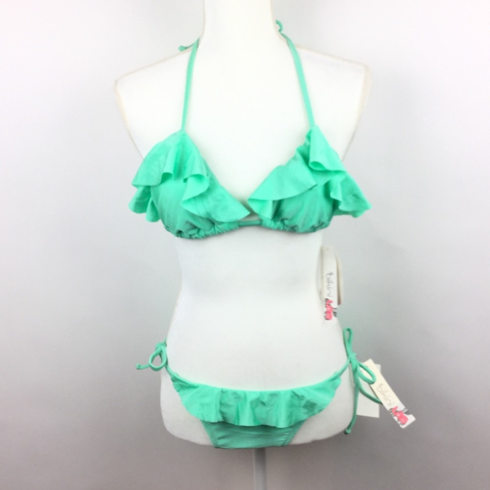 Bikini Lab 2 Piece Swimsuit S Mint Green Ruffled